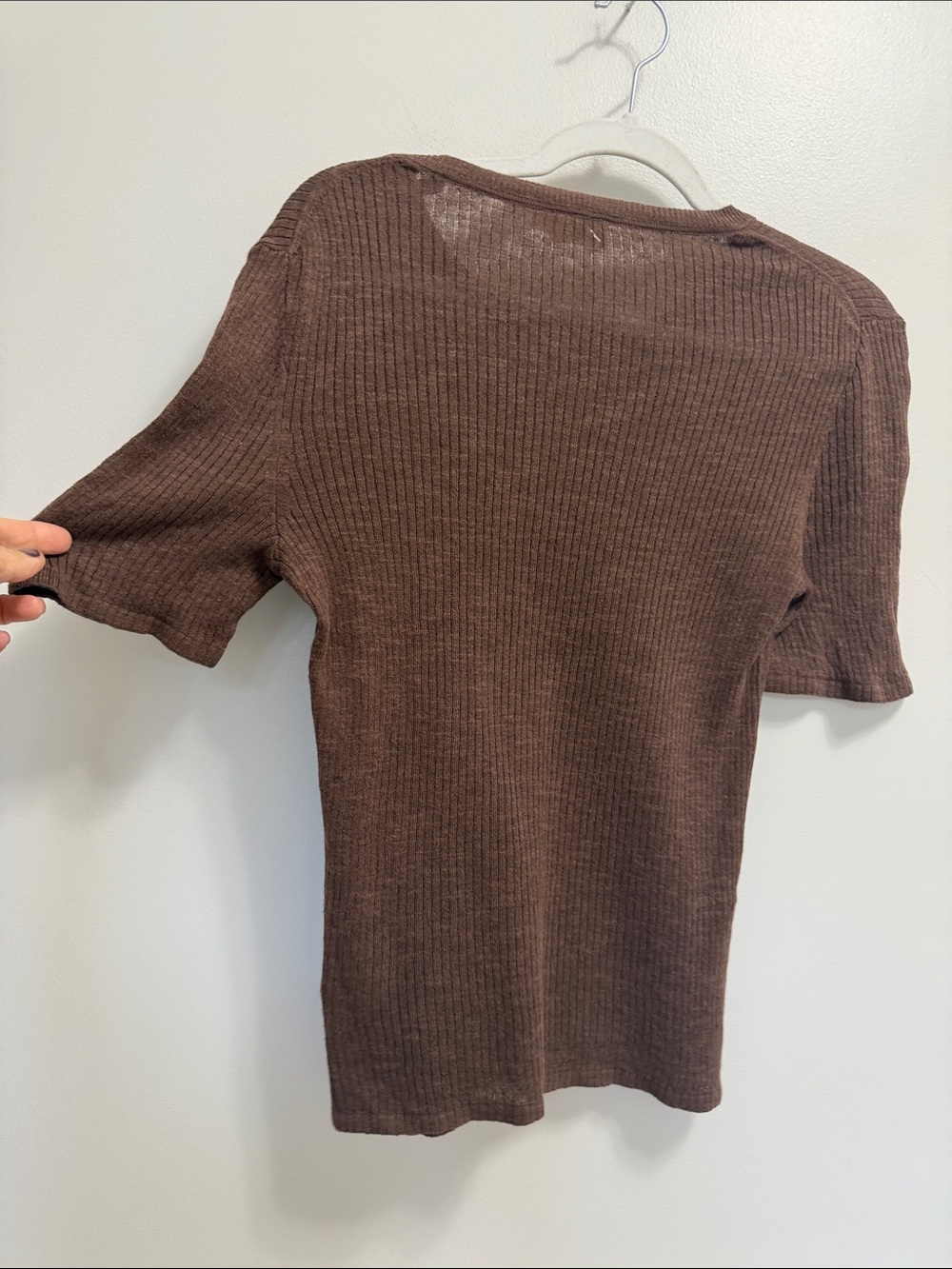 Faherty/Miramar Linen Mini Rib Tee - Cocoa - Picture 7 of 8